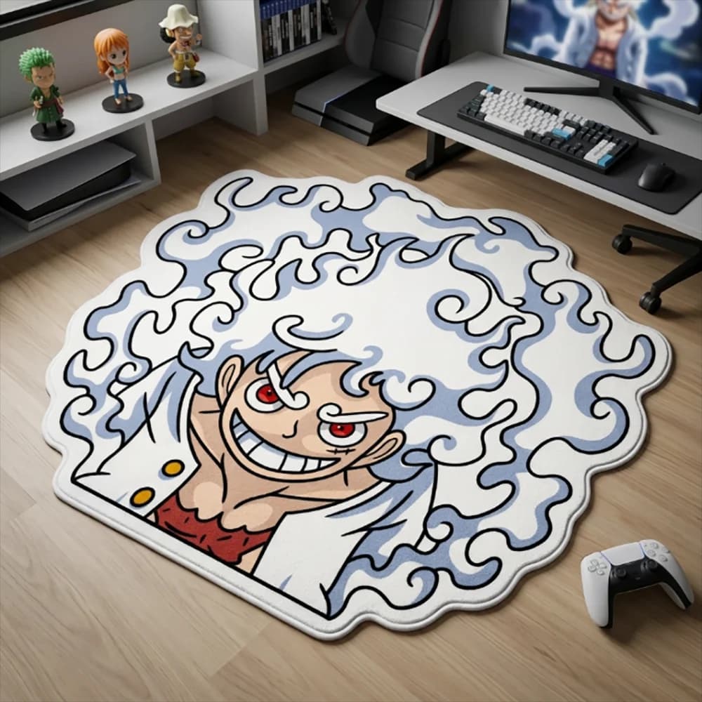 Tappeto/Stampo per Porta Anime One Piece Luffy Gear 5 - Morbido Tappeto Antiscivolo per Camera da Letto Anime e Arredamento Estetico per Sala Giochi