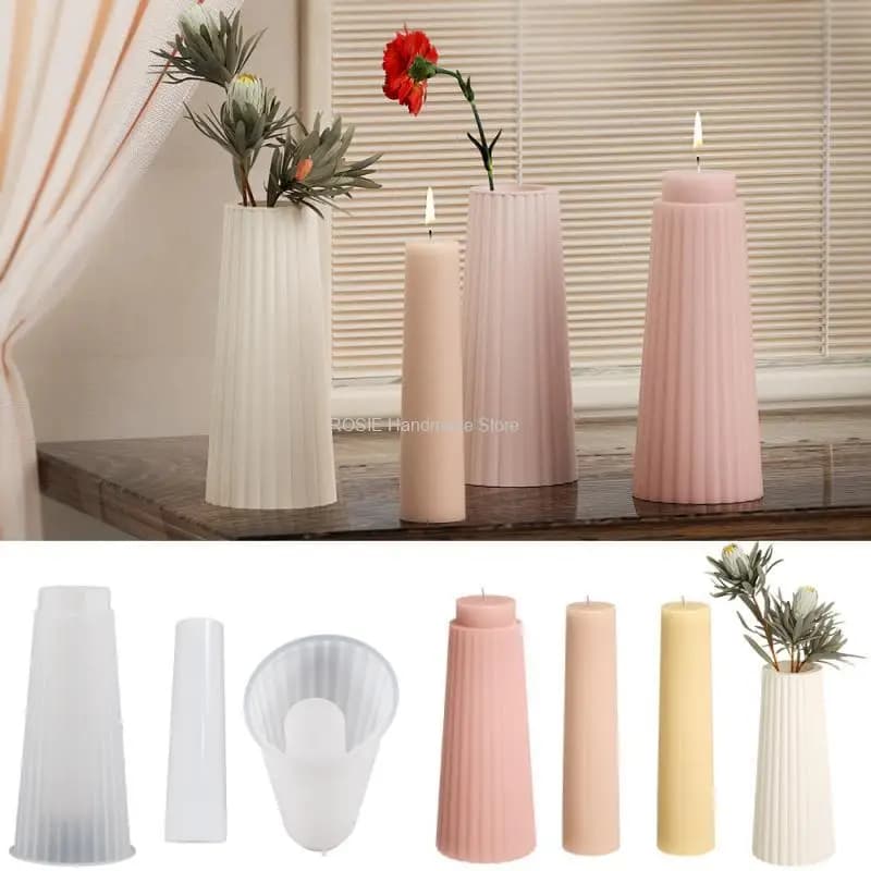 Stampo in Silicone per Candele e Vasi, per Resina Epossidica, Gesso, Cemento, Vaso per Fiori, Decorazione Casa e Giardino, Creazione Regali Fatti a Mano