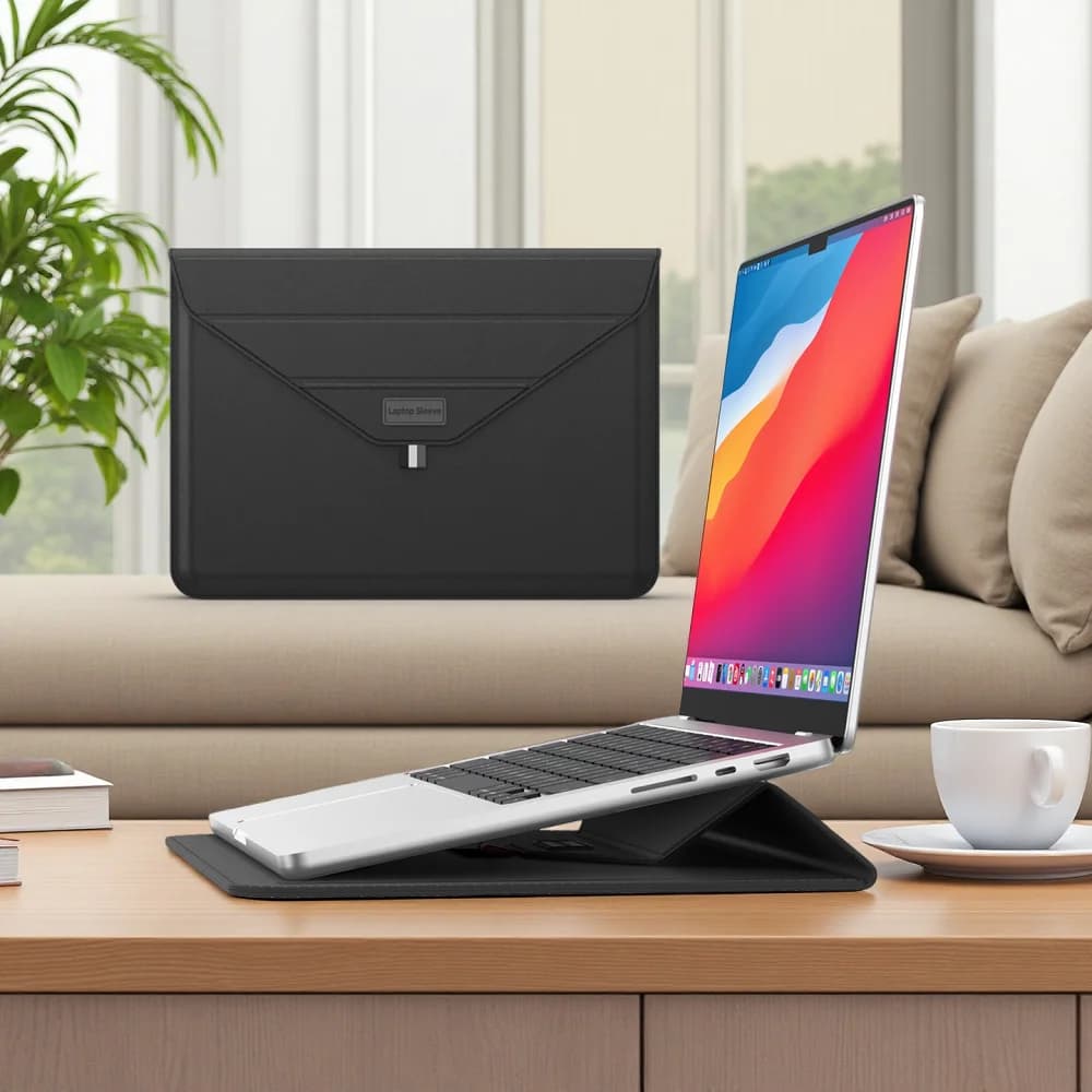 Custodia Universale Pieghevole in Pelle per MacBook Air, Huawei, HP, Lenovo | Custodia Protettiva Multifunzionale per Laptop