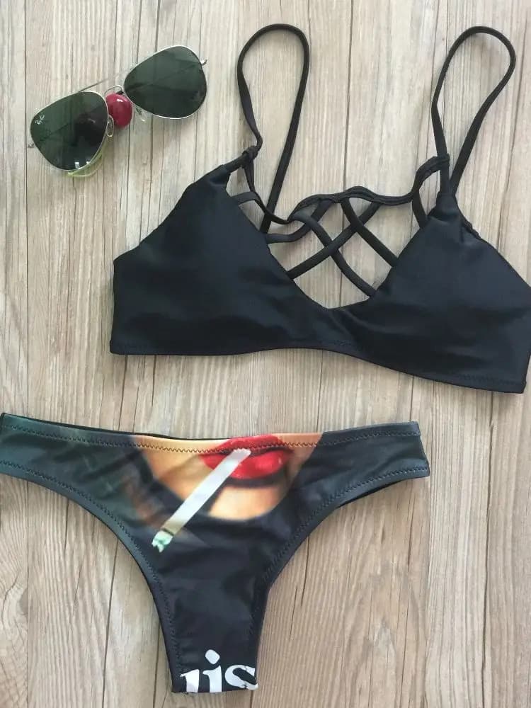 2018 Costumi da bagno bikini sexy Donna Costume da bagno push up Fasciatura Bikini Set Costumi da bagno estivi brasiliani da spiaggia Biquini femminile Stampa