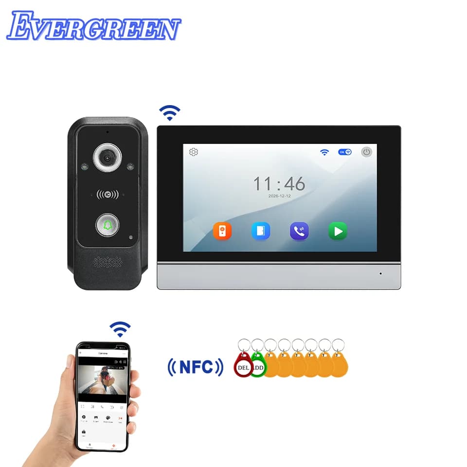 7 Inch IPS Touch Screen Video Doorbell 120° Wide Angle IP65 Waterproof Night Vision Tuta App Remote Unlock Intercom Door Phone