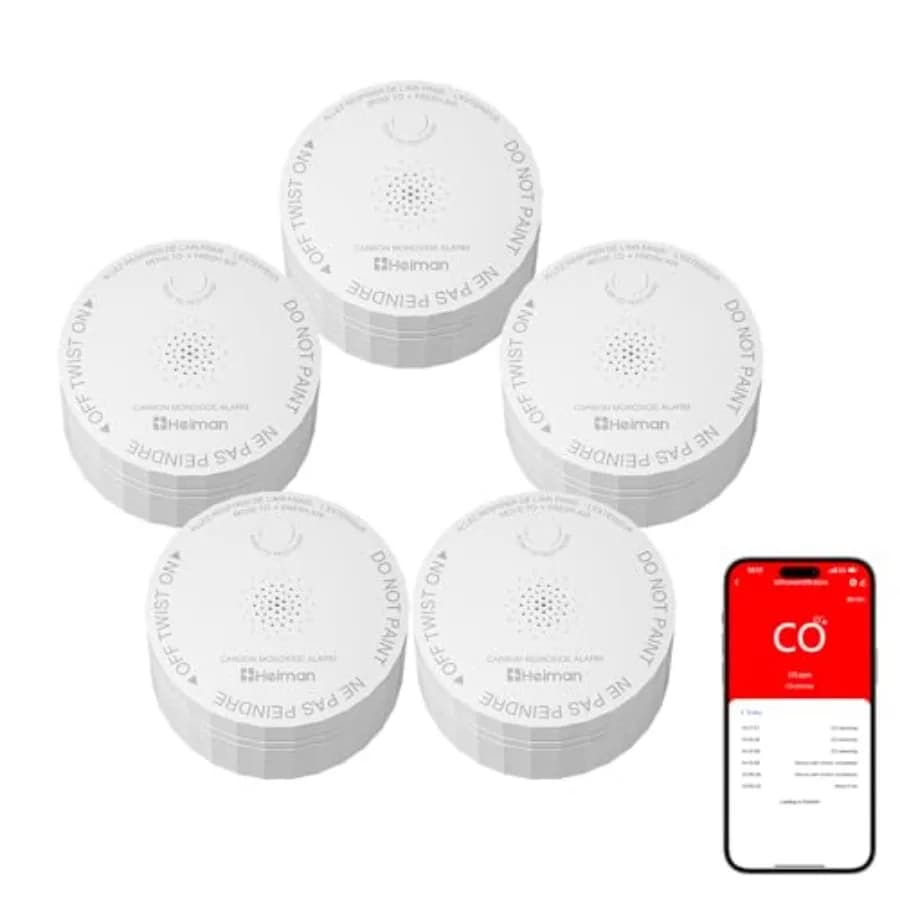 Rilevatori Intelligenti di Monossido di Carbonio Wi-Fi, Allarme CO Nano Certificato UL 2034 5a Generazione, Notifiche App in Tempo Reale, Alimentato a Batteria, Test-Ripetibili