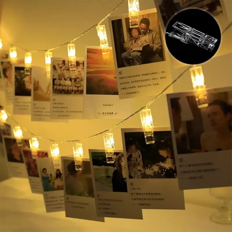 Luci a LED a clip da 1,5 m, 10 pezzi, per foto, luci fatate, ghirlanda natalizia per matrimoni e Capodanno, decorazioni natalizie