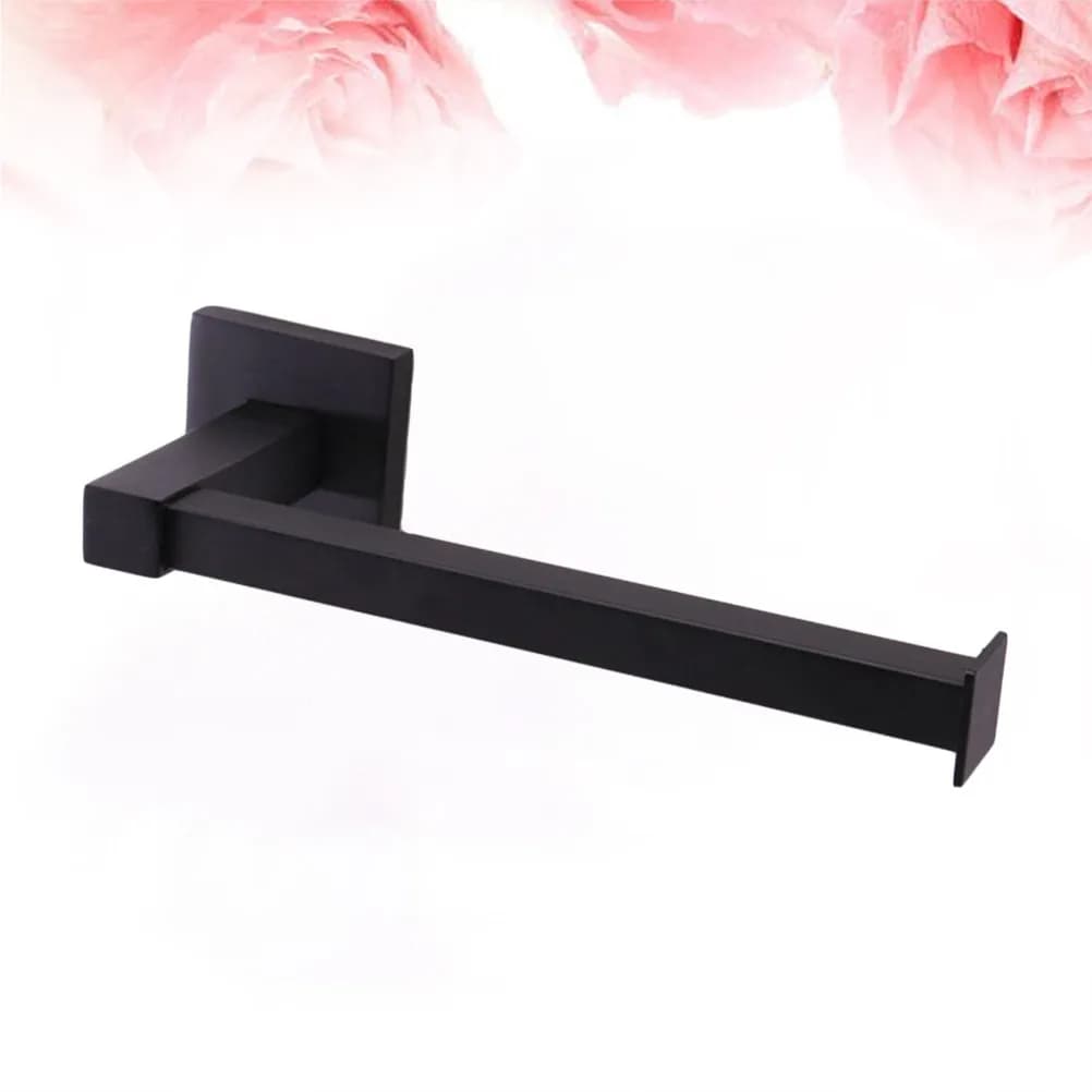 Black Stainless Steel Toilet Paper Holder Square Design Perforated Installation Bathroom Kitchen Toilet Roll Holder Rustproof