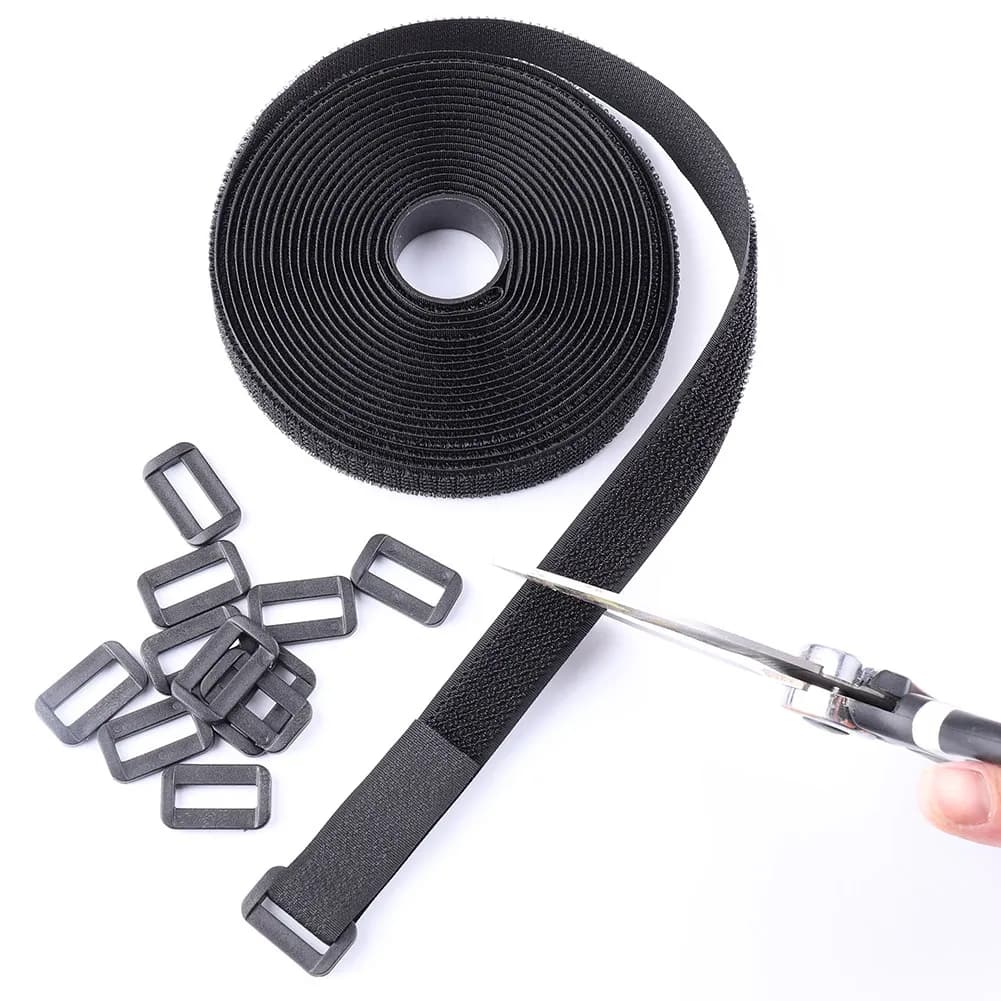 Free Cut Length Adjustable Cable Straps with 20 Buckles Reusable Fastening Hook and Loop Tie Securing Strip Cord Organizer