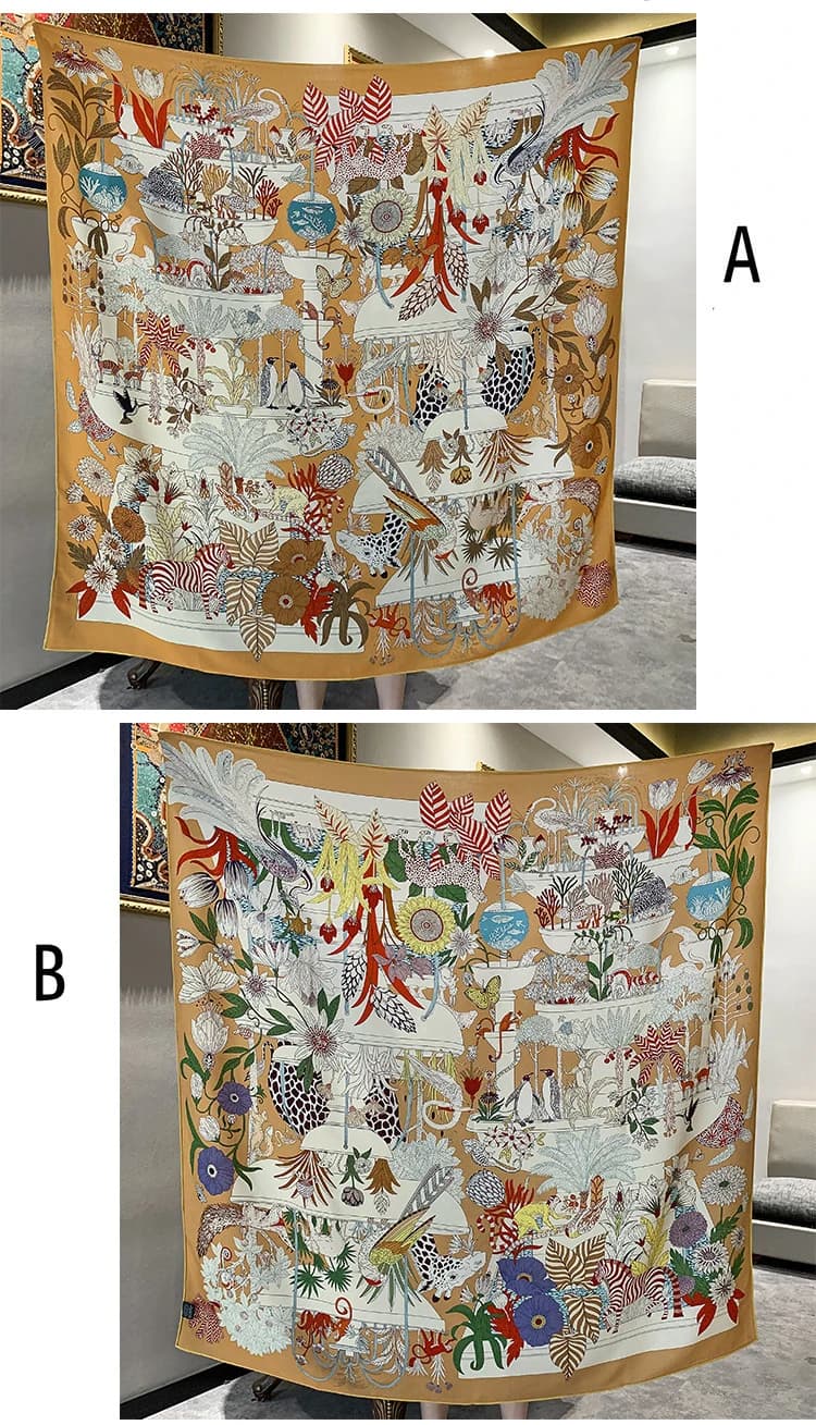 Double Sided Print Luxury Silk Wool Scarf Women Designers Rolled Edges Pashmina Poncho Wool Silk Scarves Wraps Large Bandanas