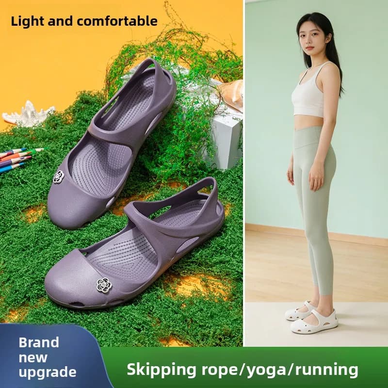 Women's EVA Yoga Shoes Solid Color Closed Toe Sandals Summer Lightweight Non-slip Ladies' Flat Shoes Casual Walking Footwears