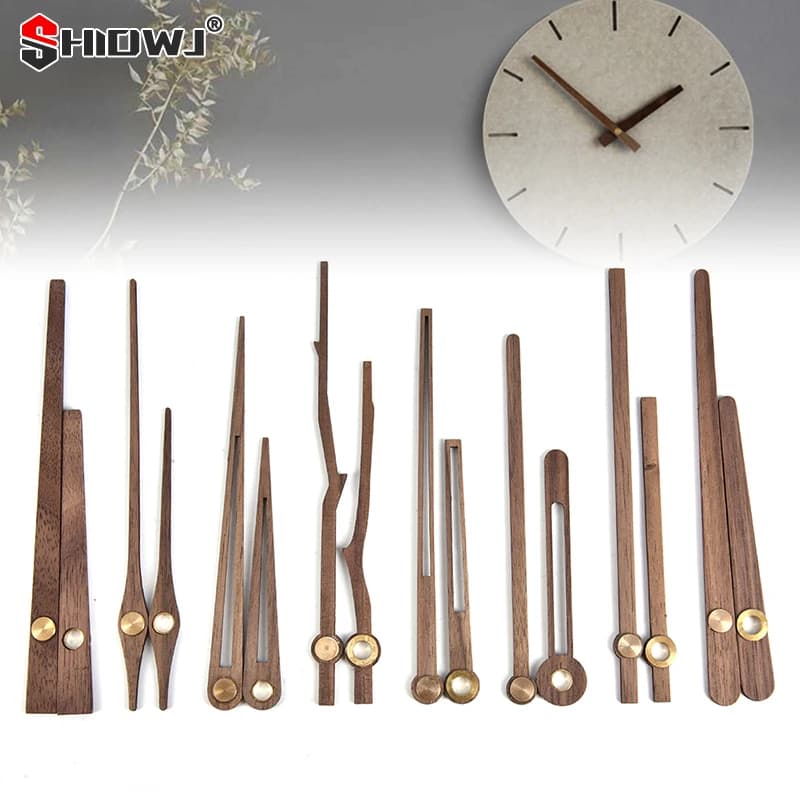 Solid Wooden DIY Wall Clock Hands Repair Parts Tools Home Decor Walnut Wood Quartz Clock Pointers Suitable for 12 inch Clocks