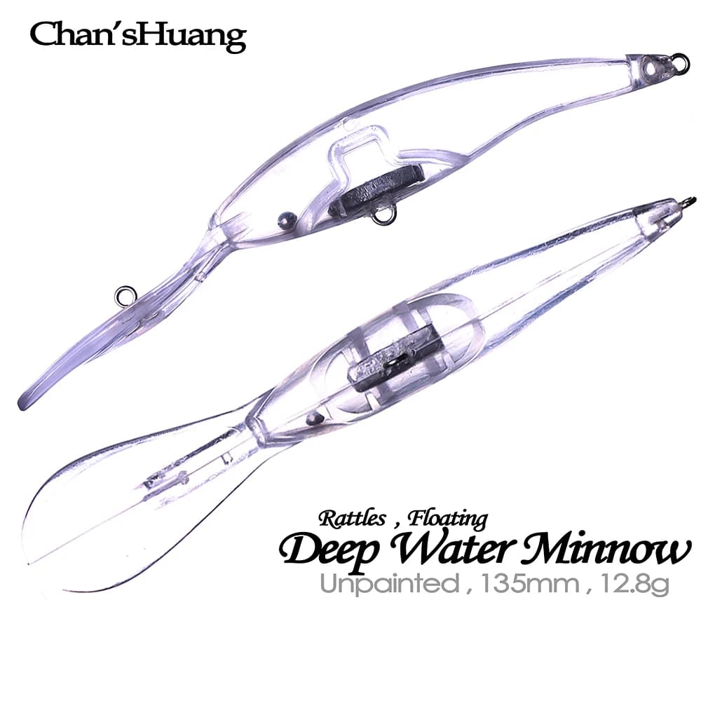 Chan'sHuang 20 pz non verniciato spazi vuoti esca 13.5cm 12.8g galleggiante acque profonde immersioni Minnow fai da te fatto a mano artificiale richiamo di pesca