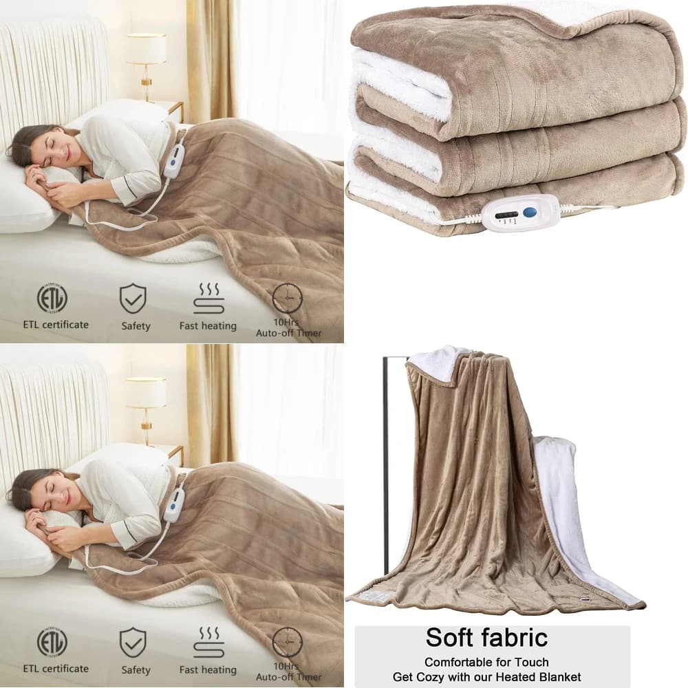 Coperta Coperta riscaldata elettrica di dimensioni doppie con spegnimento automatico di 10 ore e 4 impostazioni di calore per un calore accogliente