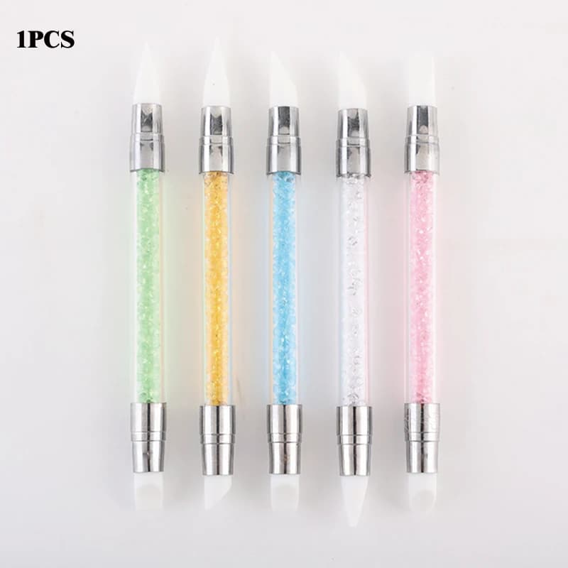 Dual-Head Silicone Nail Art Pen, Sticker Press Pen, Carving Brush, Embossing, Coloring, Magic Mirror Powder, Essential Nail Tool