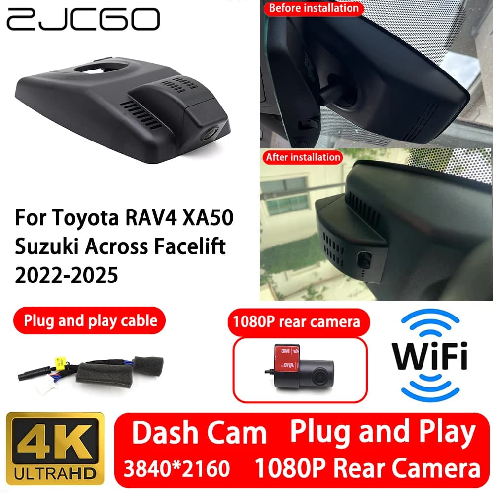 Telecamera Anteriore e Posteriore 4K 2160P per Toyota RAV4 XA50 e Suzuki Across Facelift 2022-2025, Dash Cam WiFi Plug and Play per Registrazione Video