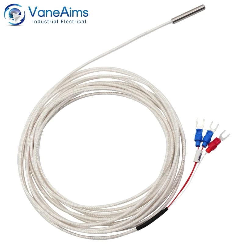 5mm*30mm PT100 Temperature sensor Type K J Small Probe Thermocouple 1m 2m 3m 4m 5m Braided Shielded Wire Temp Sensor VaneAims