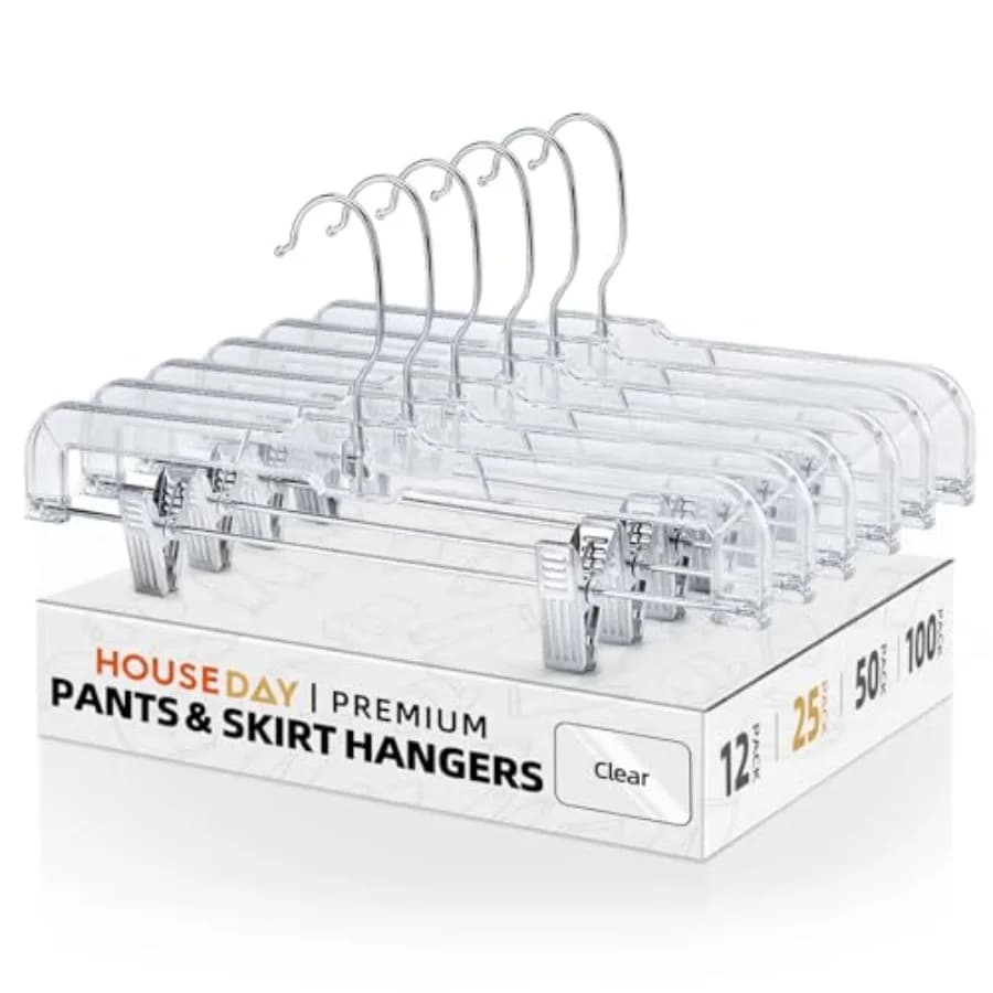Appendiabiti trasparenti con clip antiscivolo per pantaloni, gonne e shorts, 14'' in plastica trasparente