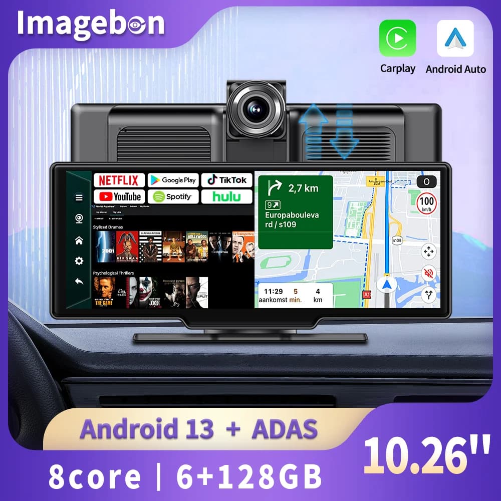 M50Pro 10.26''Android 13 Dash Cam 5.1Bluetooth U Disco ADAS Navigazione GPS FM AUX 24H Monitor di Parcheggio Auto DVR Videoregistratore