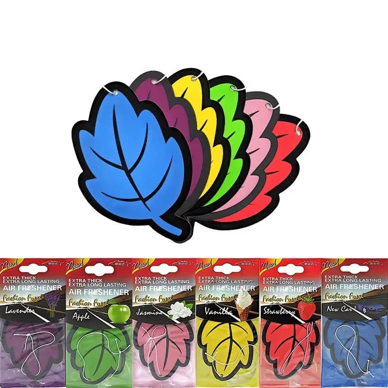 6/36 pieces of deodorant for car in natural leaf-shaped perfume paper, vanilla scent, to hang inside the car.