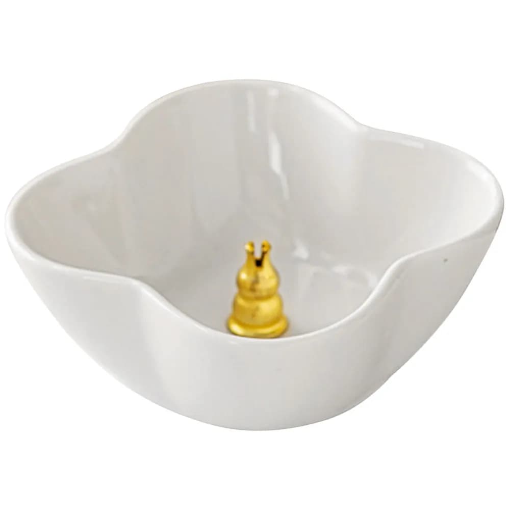 Porta Incenso a Quattro Petali, Piccolo Bruciatore in Ceramica per Bastoncini di Incenso, Vassoio Artistico per Diffusione di Aromi, Decorazione per Casa, Relax e Meditazione