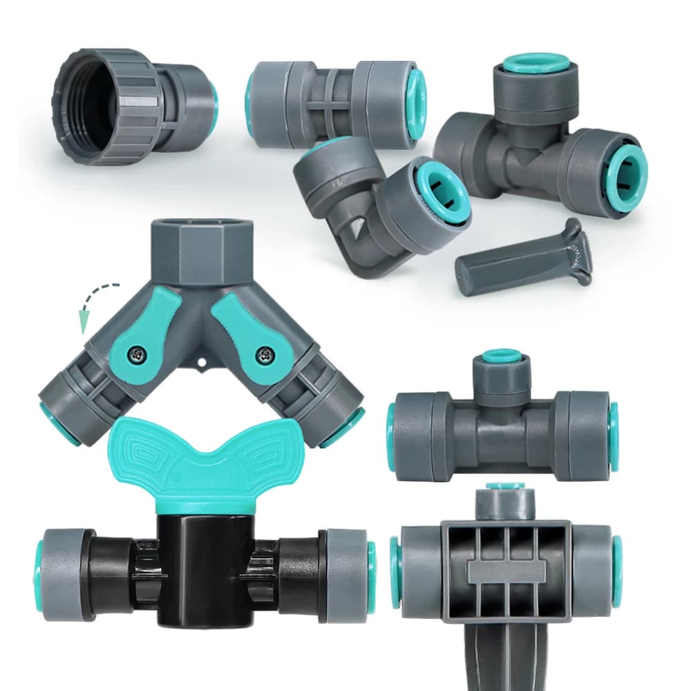 Quick Connector for 9/12mm PE Flexible Pipe Fittings for OD-12mm PE Pipes for 3/8" Garden Irrigation System Joints