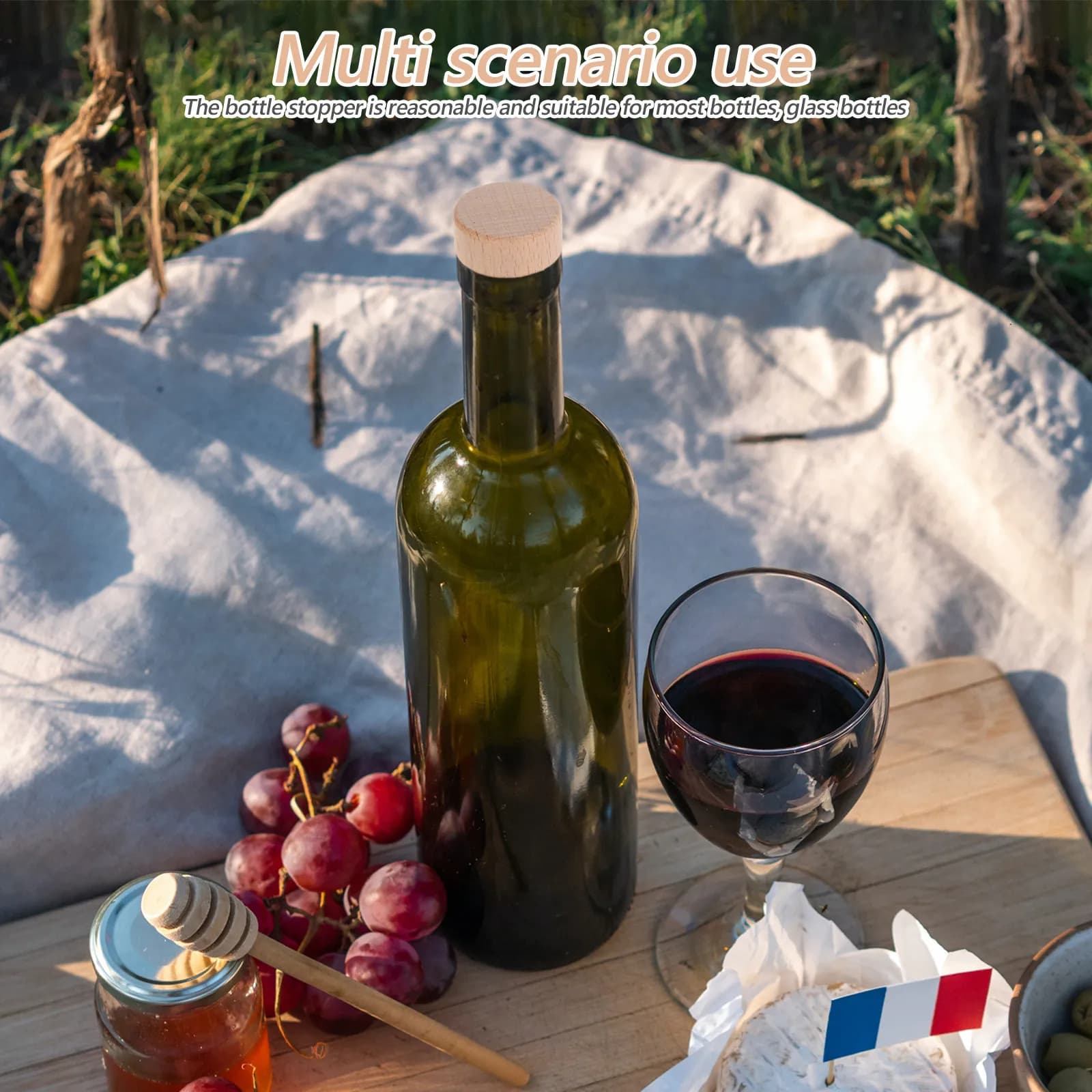 Tappo per Bottiglia di Vino in Legno di Quercia Naturale, Sigillante Ermetico per Preservare la Freschezza del Vino Rosso in Bottiglie di Vetro