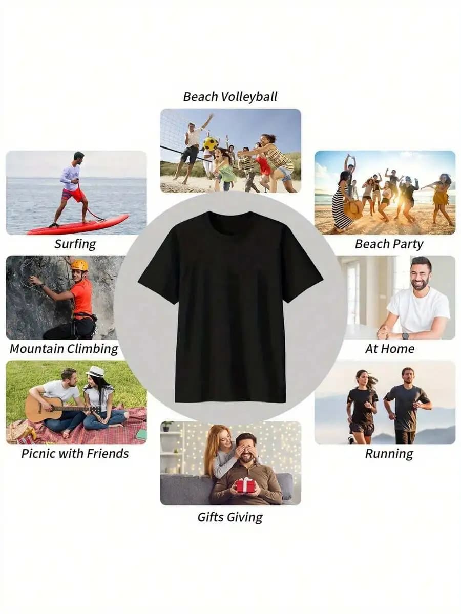 T-shirt in puro cotone 180GSM, tinta unita, morbida, traspirante, casual, per l'uso quotidiano.