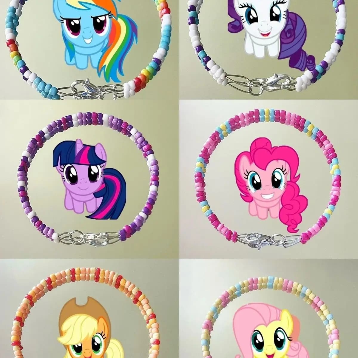 Braccialetto con perline di riso colorate My Little Pony, cordino colorato per la mano, dal grande valore estetico, perline divertenti e interessanti per la creazione di gioielli a strati