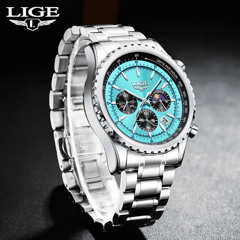 LIGE luxury watches of the best brands stainless steel quartz watch fashion men business waterproof men's watch Reloj Hombre