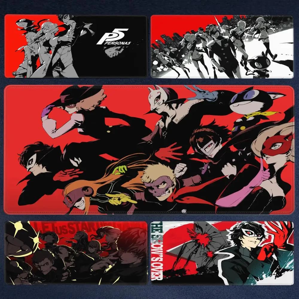 Tappetino per mouse per giochi RPG Persona 5, tappetino per mouse grande da gioco, tappetino per tastiera e scrivania per computer con bordi rinforzati