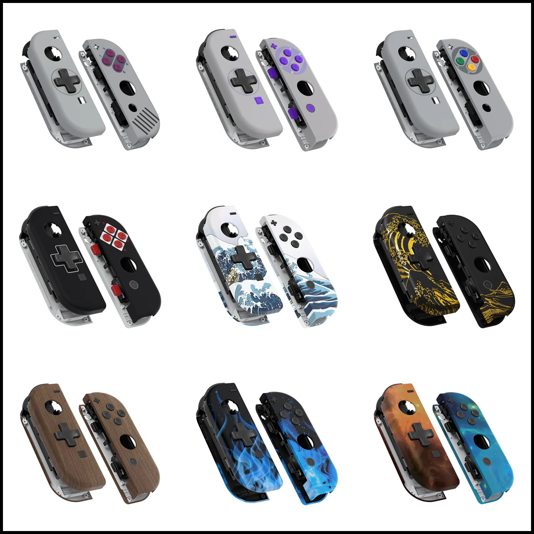 eXtremeRate Custodia sostitutiva per controller JoyCon Shell Case Set completo di pulsanti (versione D-Pad) per Nintendo Switch JoyCon e OLED