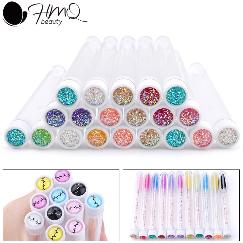 20 pieces reusable brush for eyebrows dust pipe brush for eyelashes tube replaceable brushes for makeup mascara with new resin drill for eyelashes