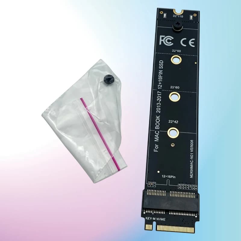 M.2 KEY-M to Macbook 2013-2017 A1465 A1466 12+16Pin SSD Adapter Card M2 NVME Riser Card 22110 Size Support WIN10/11/MAC/LINUX OS