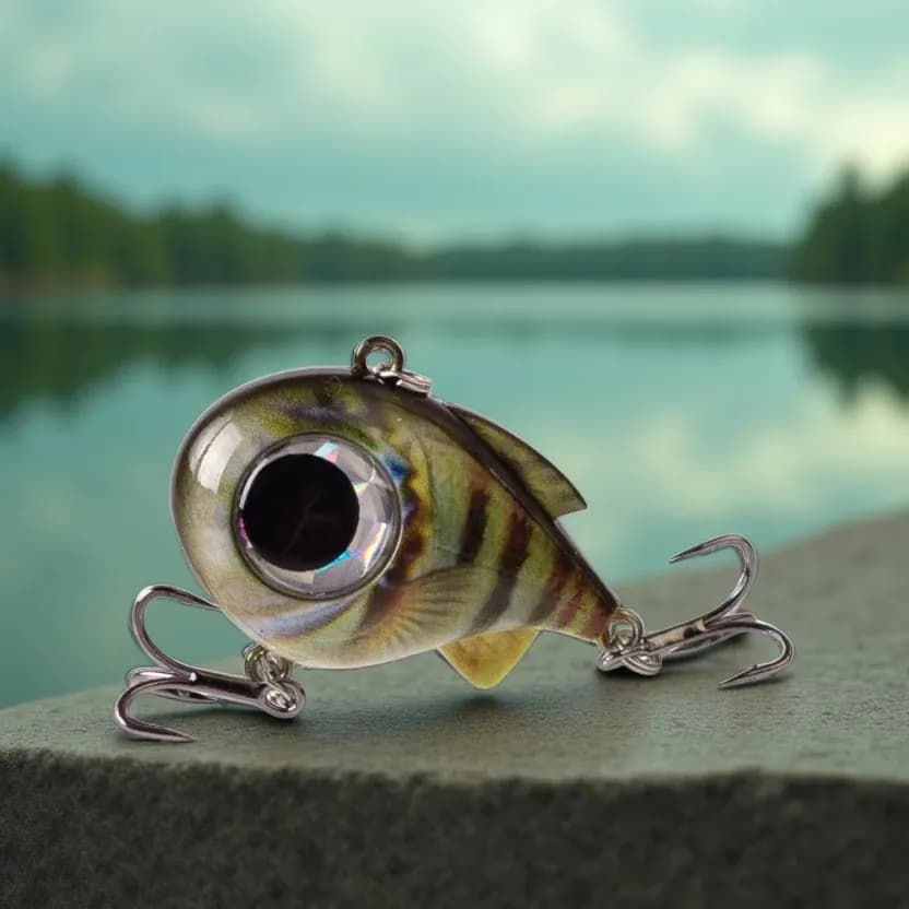 Hanlin Big Eyes VIB Esca da Pesca Affondante 4cm/1.57in/8.5g con Vibrazione e Rattling, Esca Artificiale Rigida Senza Labbro per Luccio e Spigola