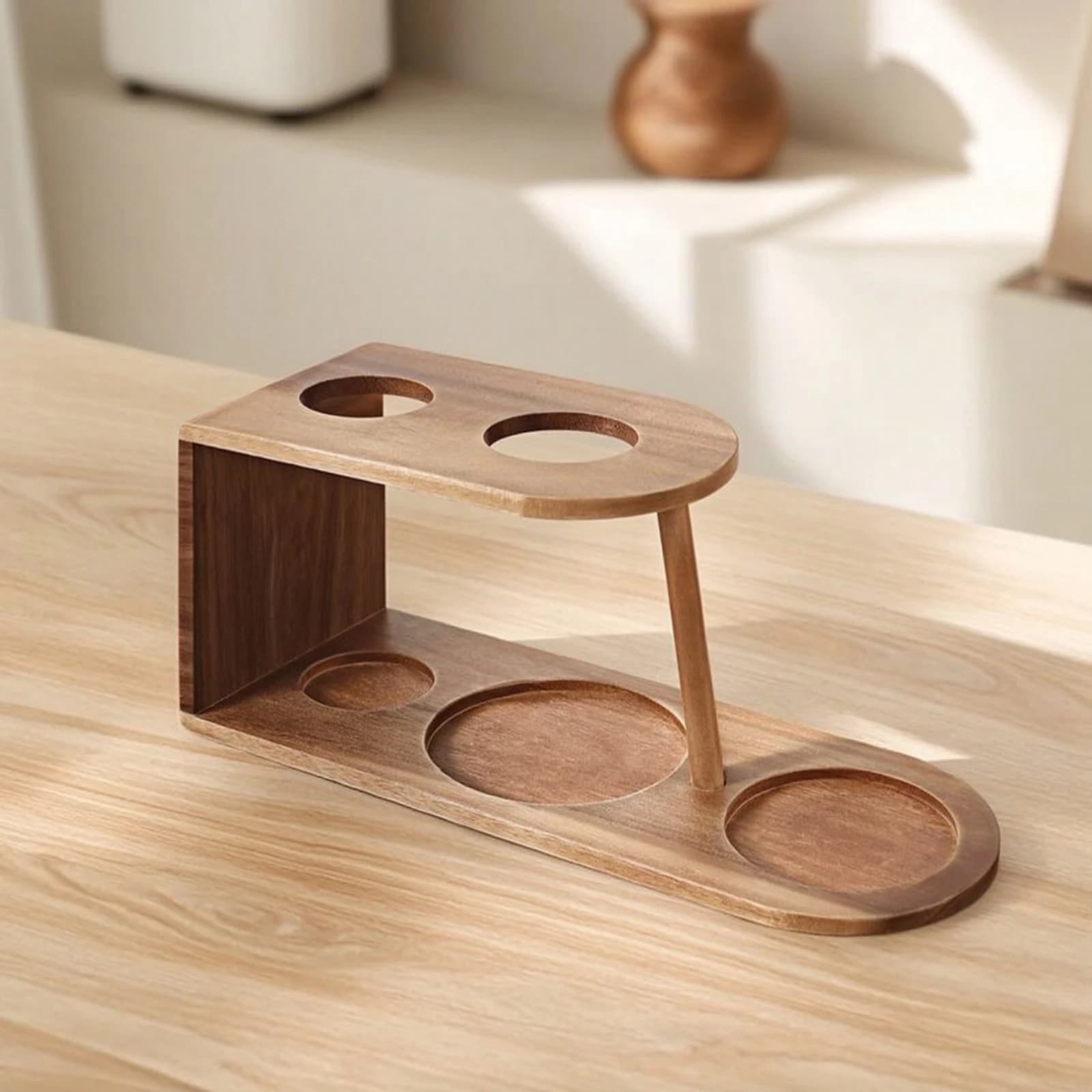 Countertop Coffee Station Organizer Sturdy Wooden Coffee Stand Kitchen Counter Shelf Raised Rack Stable for Baristas, Office