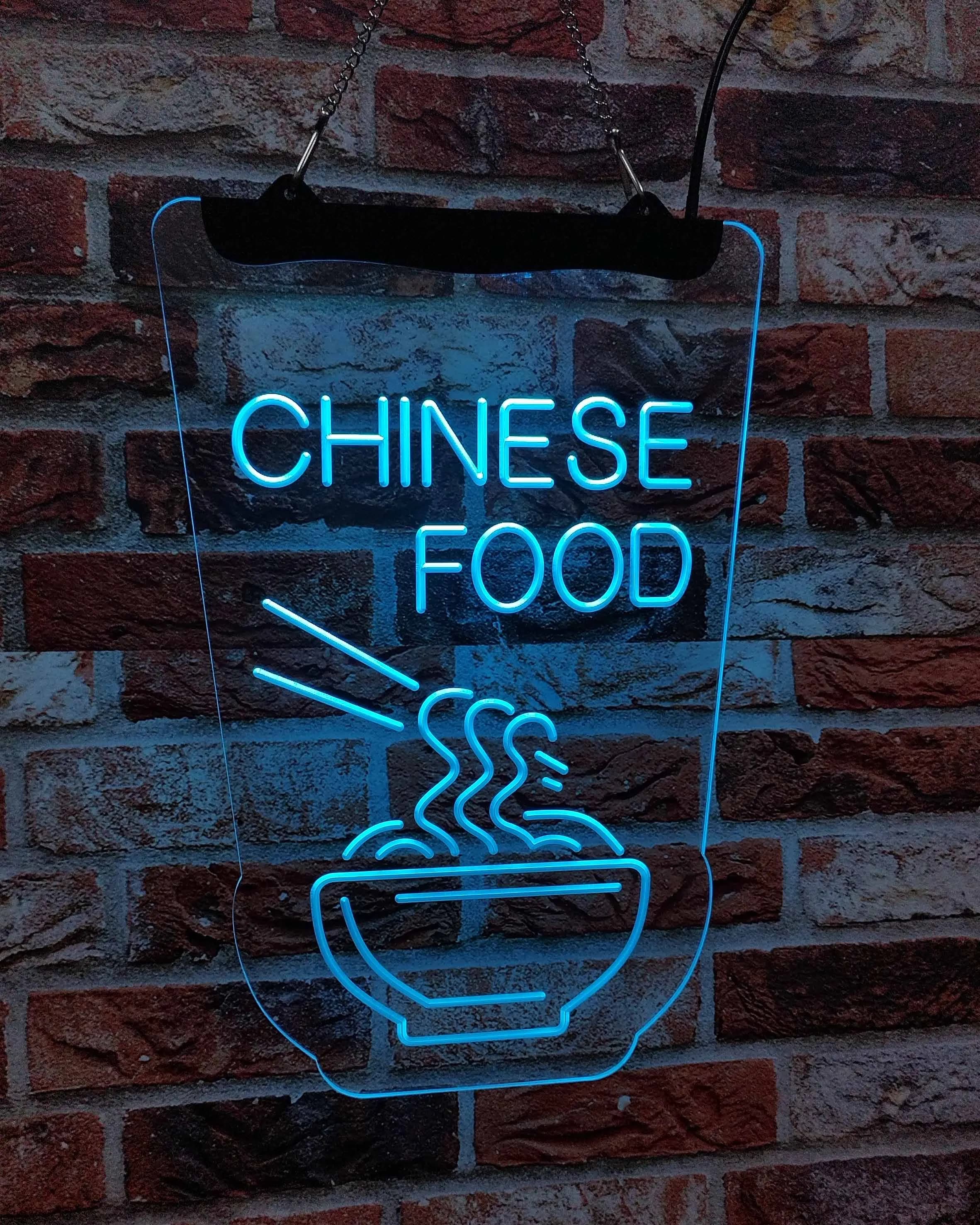 Cibo cinese ramen ristorante riso noodle negozio LED insegna al neon Pannello acrilico decorazione della casa arte della parete blu 20 * 30 per negozio camera