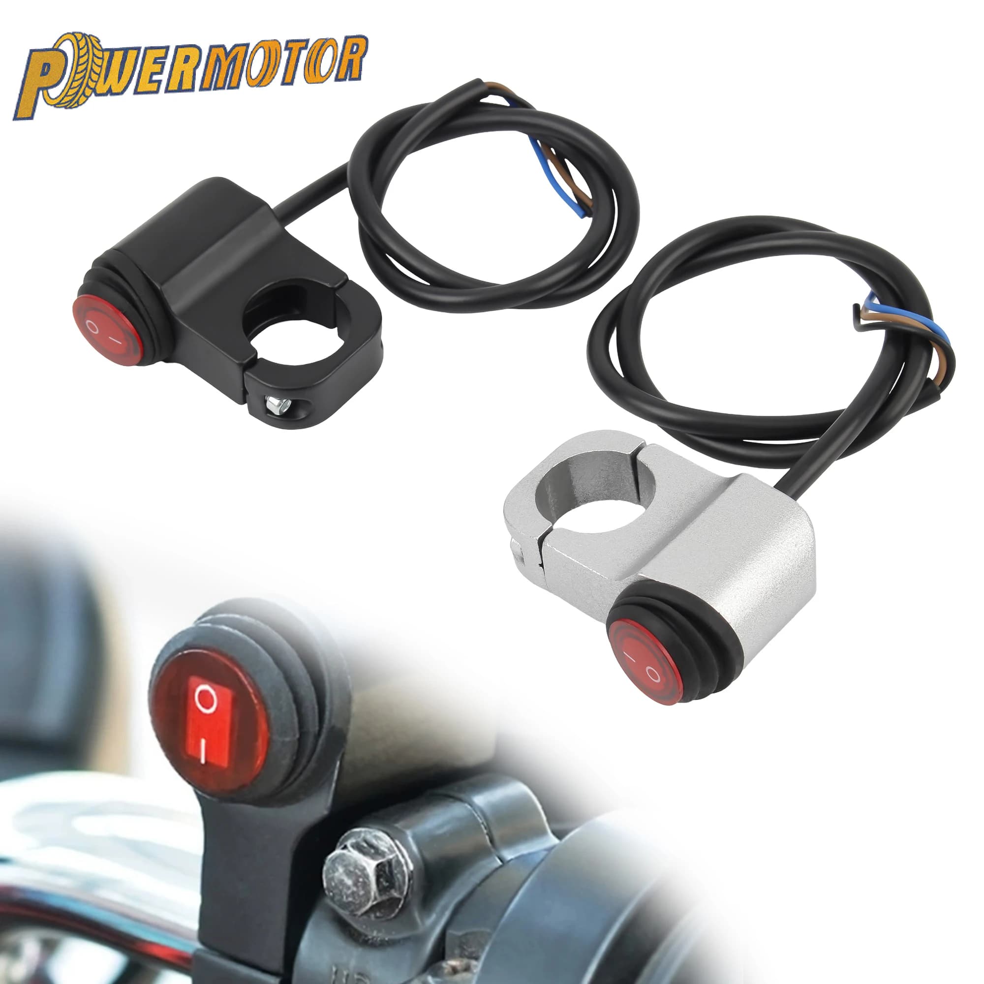 Interruttore fari manubrio moto impermeabile 12V 7/8 "22mm pulsante ON-OFF per scooter Dirt Bike Motocross fendinebbia