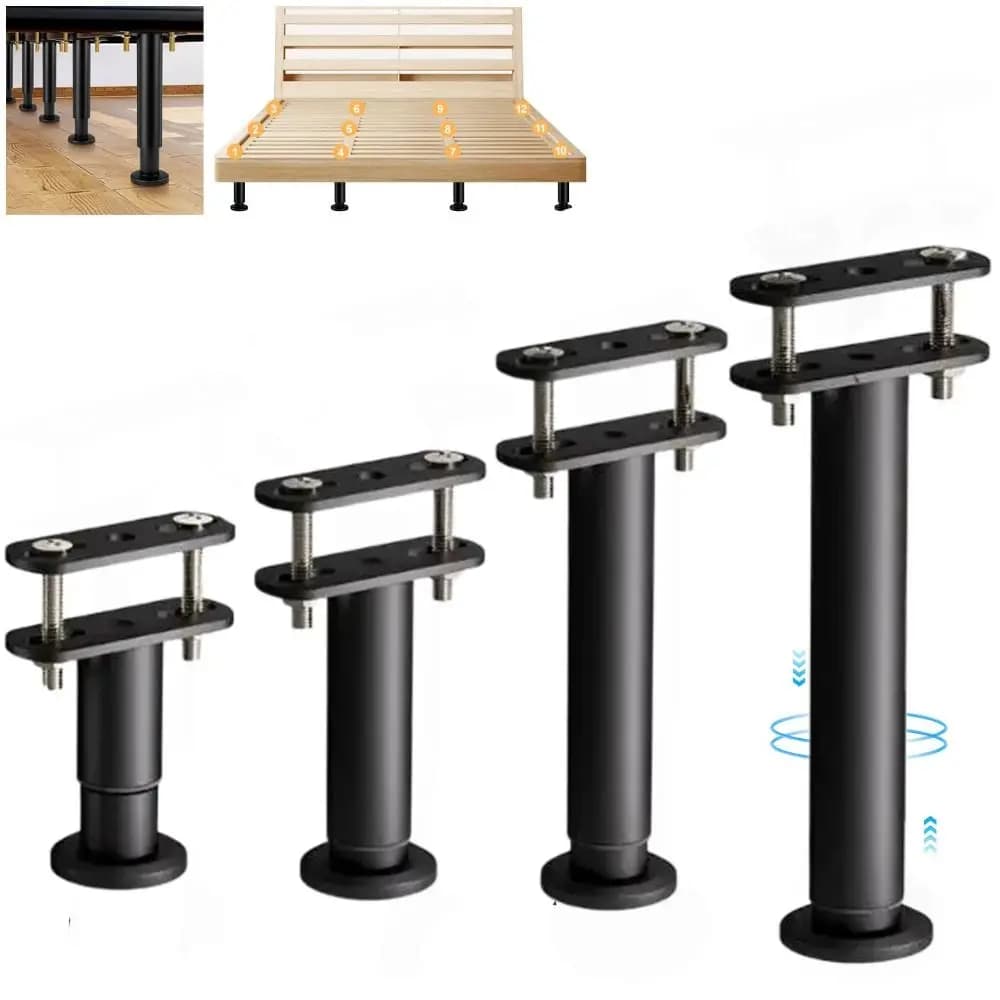 Gambe di supporto per struttura letto regolabili Gambe di supporto per doghe per letto in metallo nero Gambe per mobili portanti per carichi pesanti