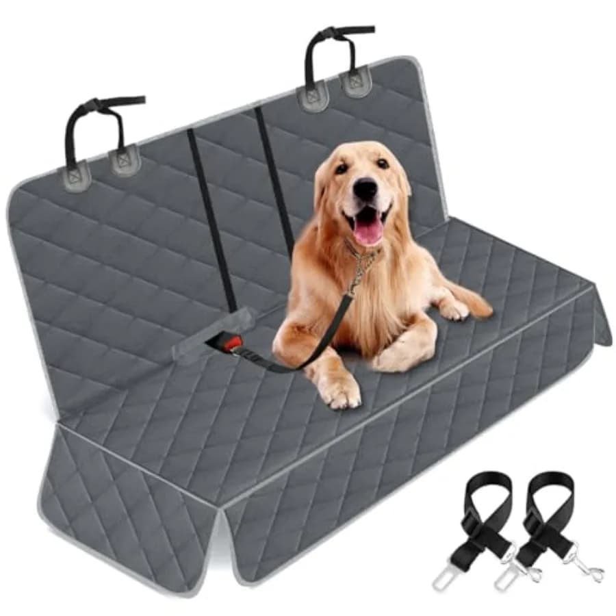 Dog Car Cover for Back Seat Pet Protector Waterproof Bench Car Seat Cover, Nonslip Rear Seat Cover fits Middle Armrest for Most