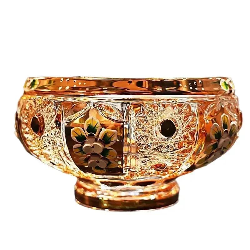 Enamel Gold-Plated Crystal Candy Box with Lid - Perfect for Storing Dried Fruits & Snacks, Elegant Jar for Home Decoration