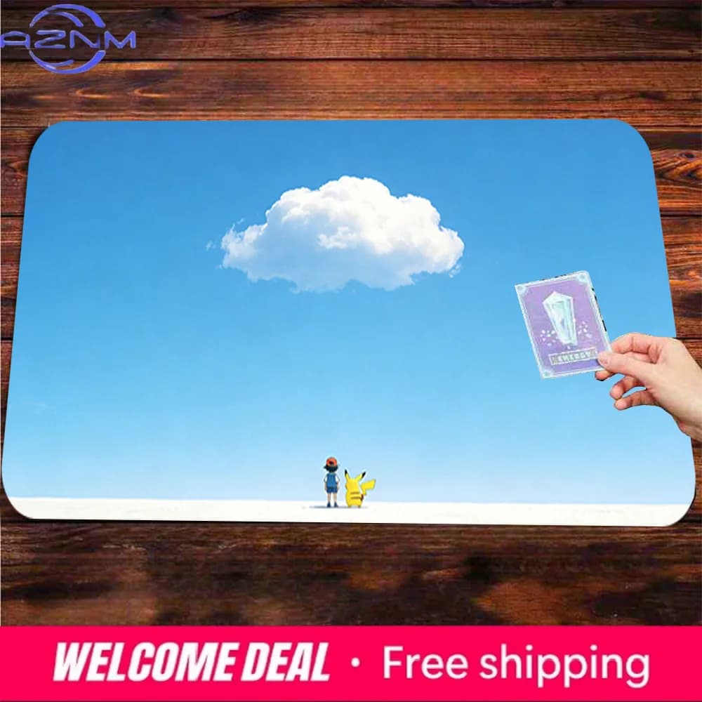 Tappetino per mouse da gioco Pokemon Ash & Pikachu Blue Sky White Cloud, tappetino da scrivania antiscivolo