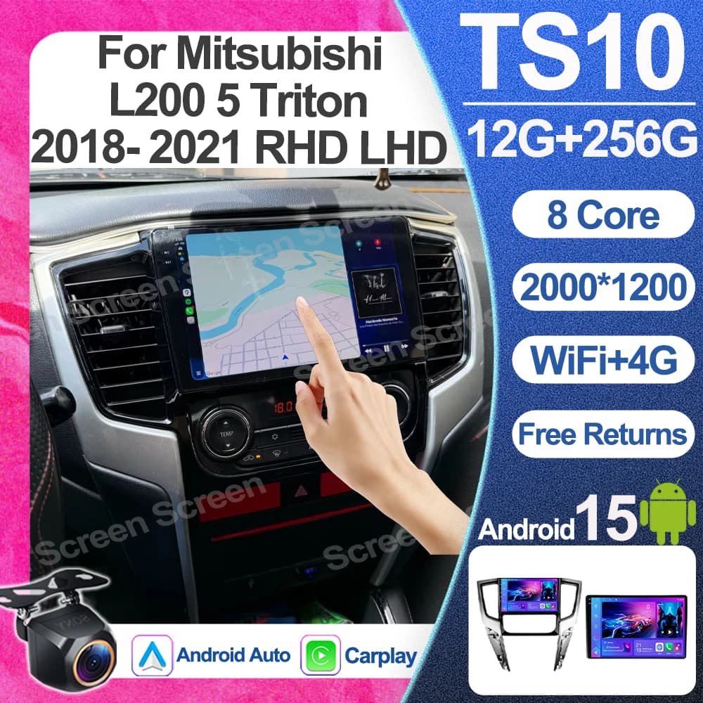 Android 15 Per Mitsubishi L200 5 Triton 2018- 2021 RHD LHD Multimediale Auto Carplay 5G Lettore Video Per Auto Navigazione No 2din 8 Core