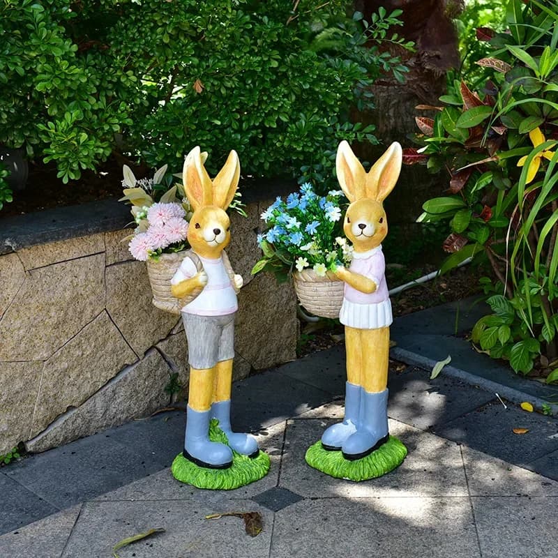 Cartone animato Coniglio Vaso di fiori Scultura di animali creativi Ornamenti Giardino Villa Paesaggio Contenitore bonsai Decorazioni per la scuola materna