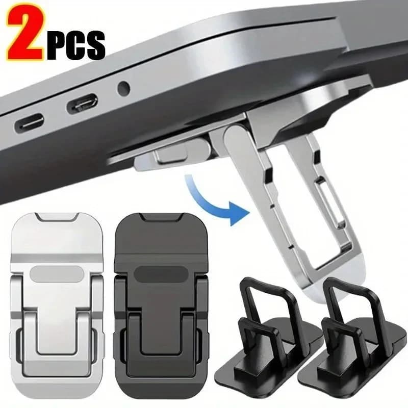 Mini supporto portatile per laptop in lega di zinco da 2 pezzi con 2 angoli regolabili Riser portatile invisibile pieghevole per MacBook Notebook Lenovo