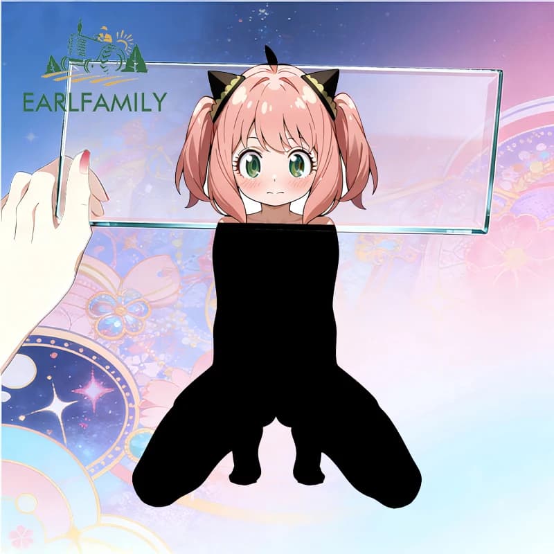 EARLFAMILY Vinyl Car Stickers with Aniya in Accoved Position, Kawaii Loli Style, Car Accessories, Decalcomanie for Camper, Motorcycle Racing, RV, JDM