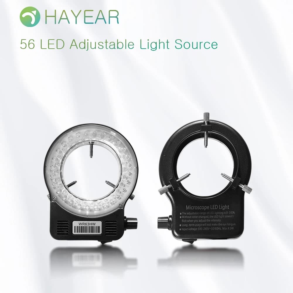 Lampada illuminatrice ad anello regolabile da 56 LED con adattatore per lente d'ingrandimento di alimentazione CA 110 V-240 V per microscopio stereo industriale