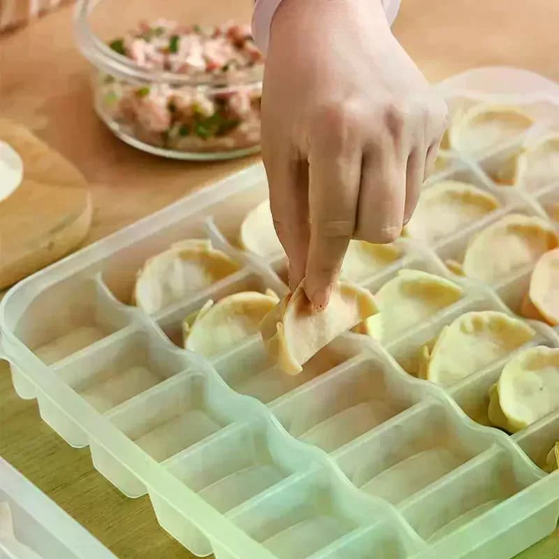 Contenitore per Alimenti Trasparente Riutilizzabile con Coperchio per Ravioli e Wonton, Organizzatore da Frigorifero con 20/30 Scomparti