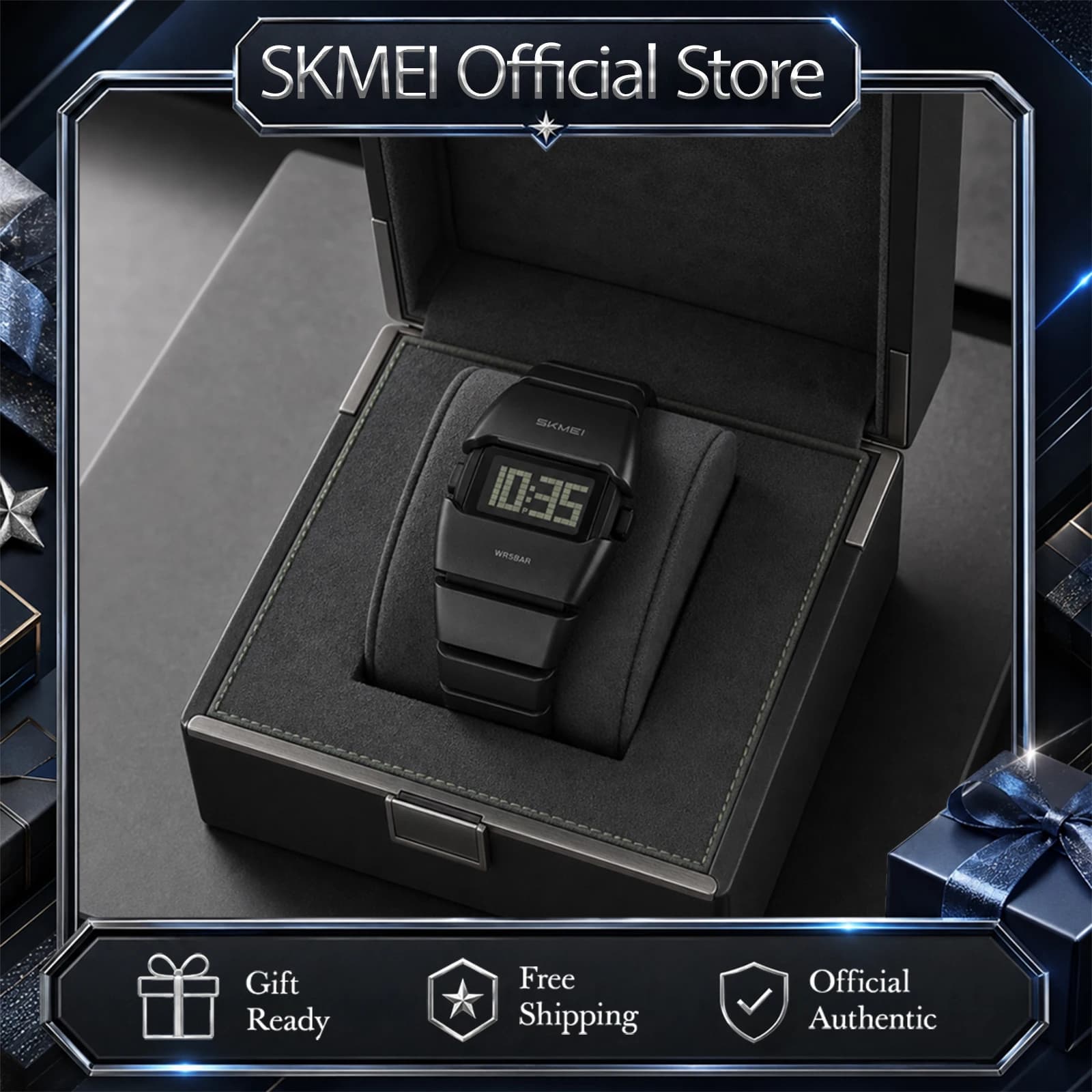 SKMEI 2710 Cool Digital Watches 50M Waterproof Unisex Electronic Wristwatch Men Women Fashion Watch EL Light Alarm Countdown