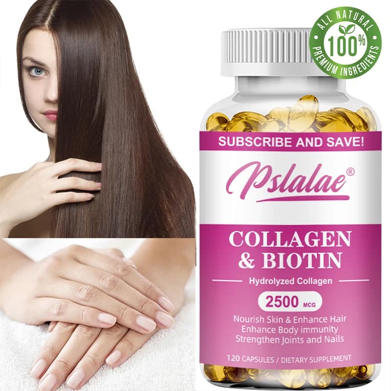 Capsule di collagene e biotina: promuove la pelle sana, le unghie e i capelli, rafforza le articolazioni, antiossidante
