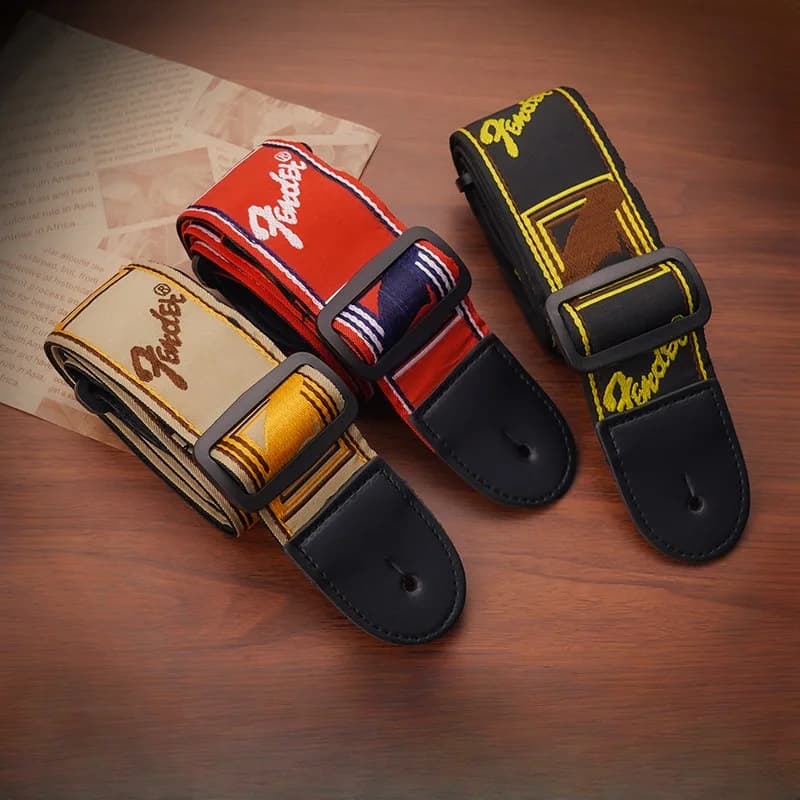 1pc embroidery shoulder for guitar in leather electric guitar acoustic guitar straps enlargement classic folk guitar in wood shoulder strap