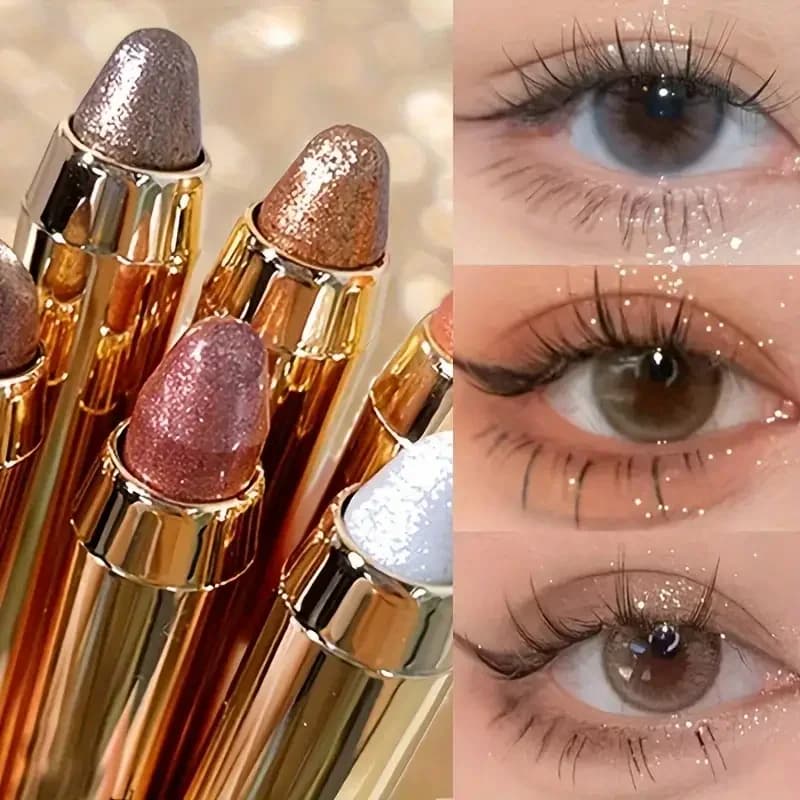 Ombretto luccicante Stick Evidenziatore glitter facile Ombretto Matita Trucco schiarente Baco da seta rosa Champagne Eyeliner oro Pe