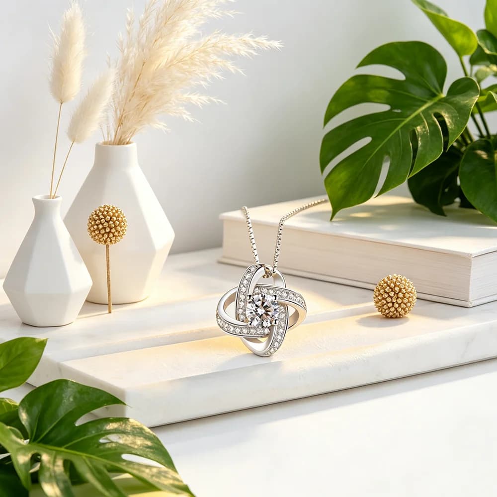 925 Sterling Silver Pendant Necklaces Fashion Jewelry Round CZ Crystal Romantic Style Women Girls Engagement Anniversary