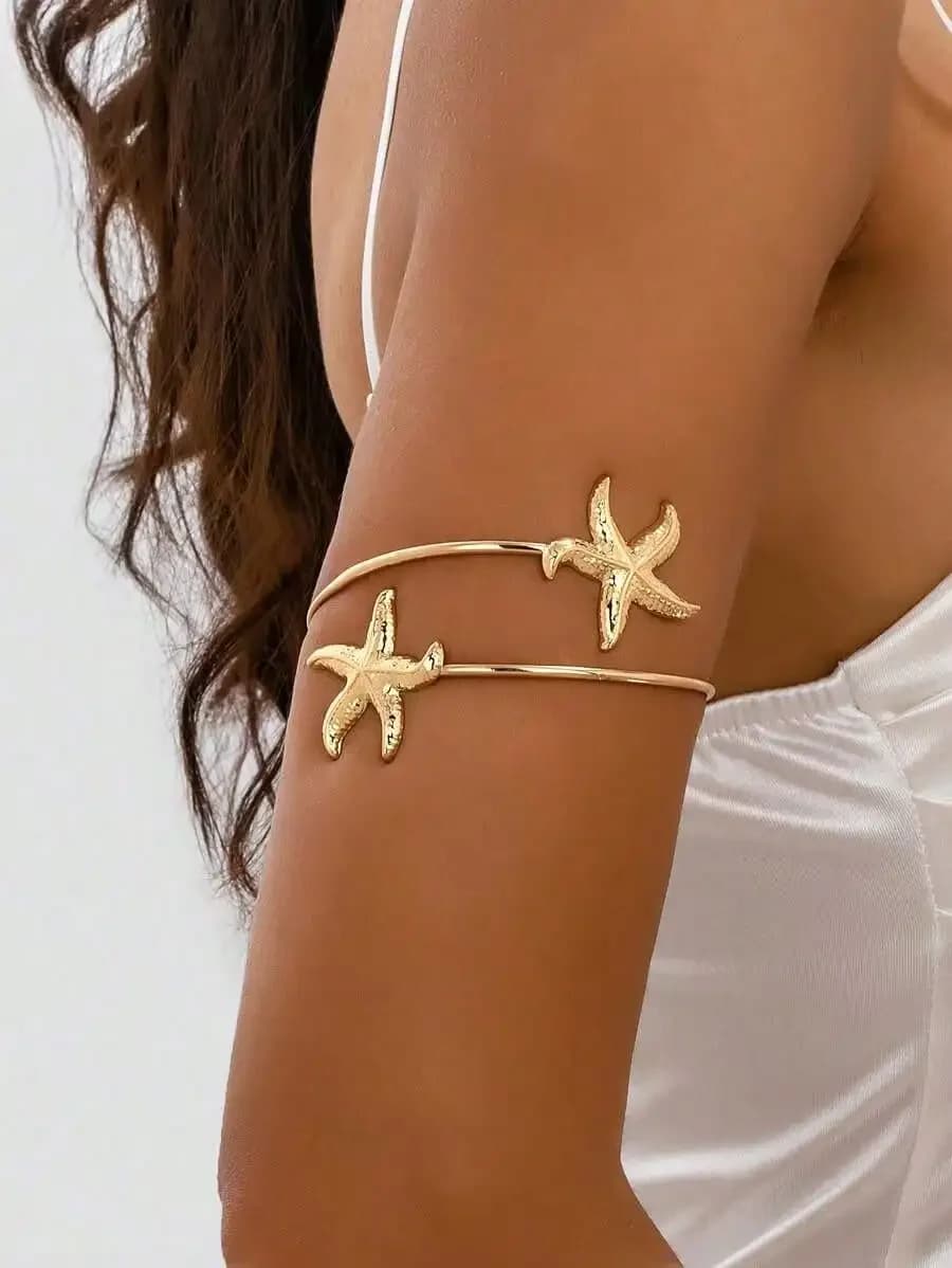 1 braccialetto alla moda con stella marina, accessorio casual da spiaggia per donna
